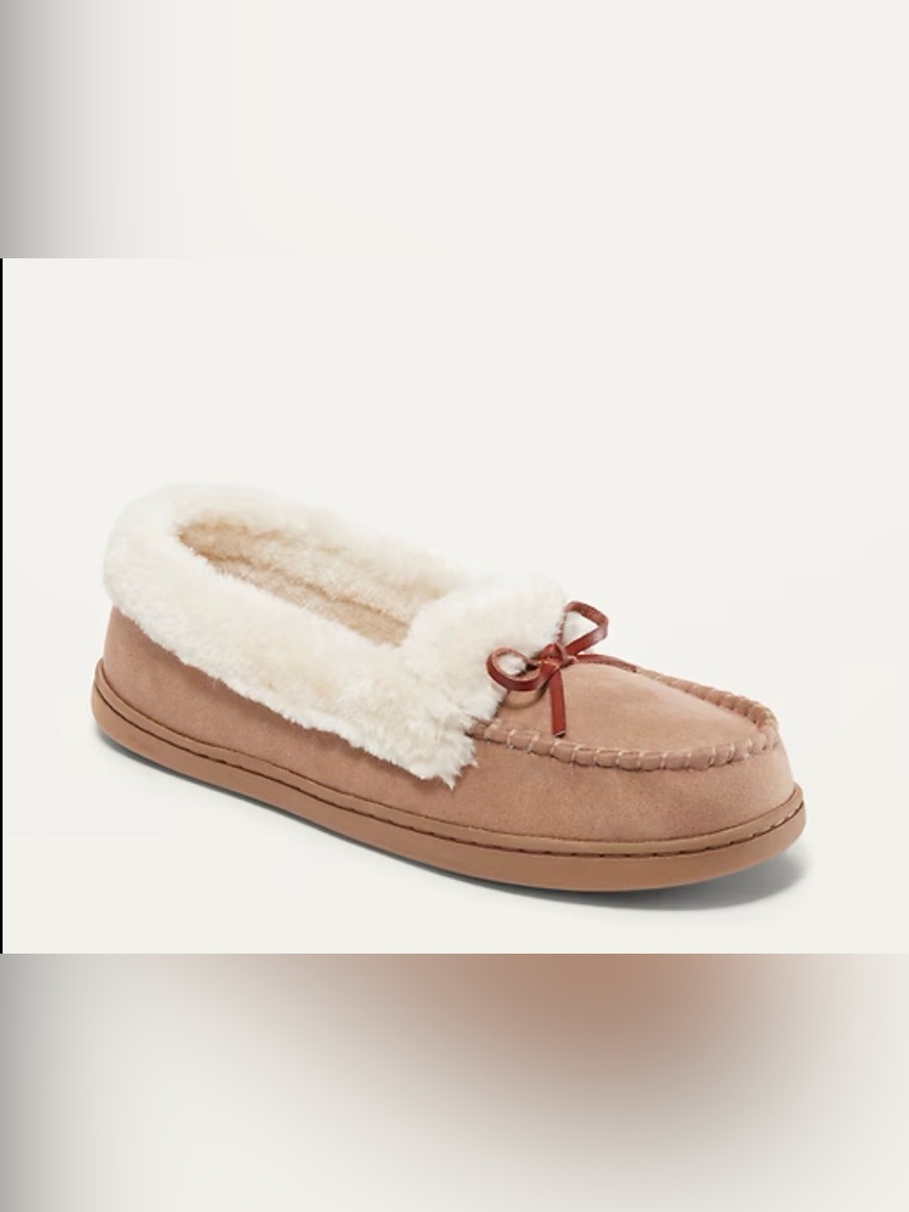 Old Navy Tan Faux-Shearling Moccasin Slippers